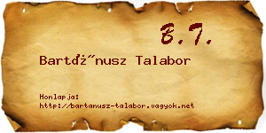 Bartánusz Talabor névjegykártya